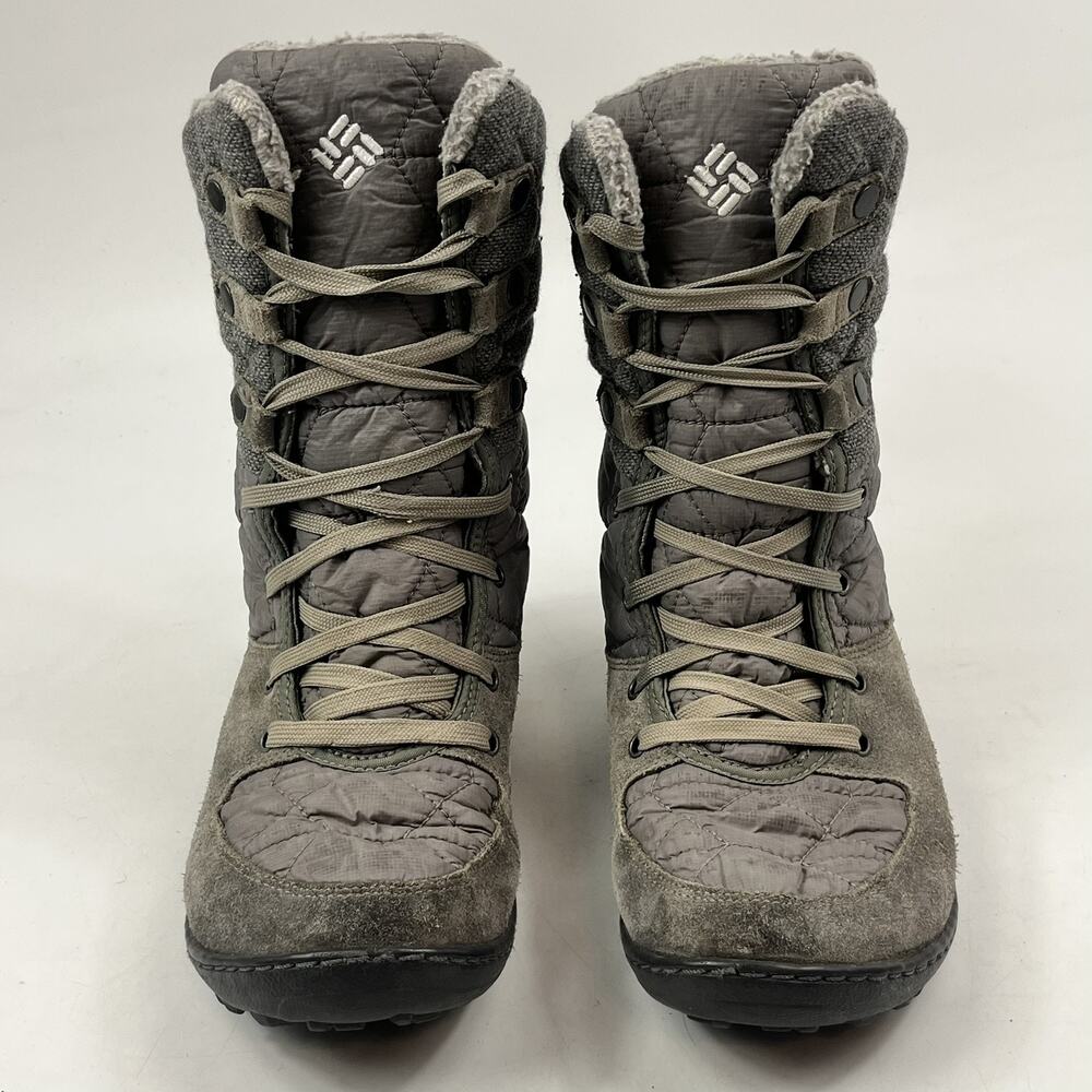 Columbia Womens Quilted Winter Snow Boots 7.5 Gray Waterproof Lace Up Suede - Picture 3 of 11